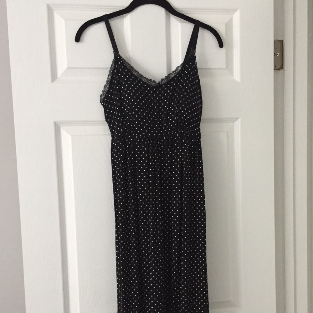 Clip Down Lace Trim Nursing Nightgown Size Small